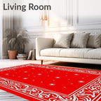 Crimson White Starburst Border Rug