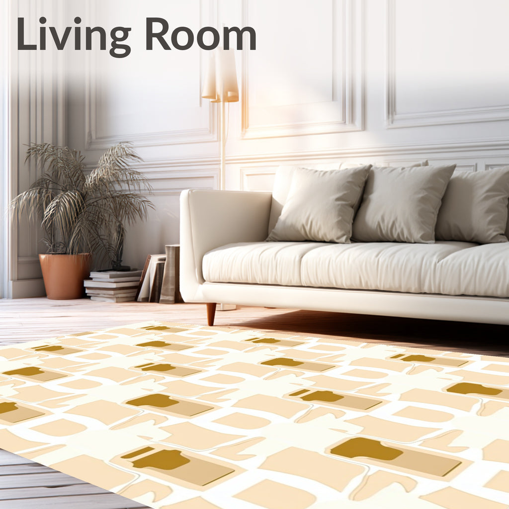 Caramel Cream Abstract Geometric Overlay Rug