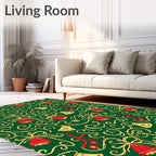 Red Yellow Bell Garland Swirl Rug