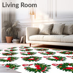Green Pine Wreath Red Bow Scatter Rug