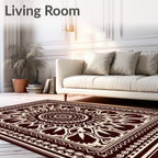 Deep Burgundy Floral Medallion Rug
