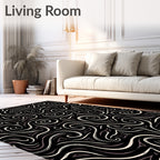 Whimsical black cream tribal swirls Rug