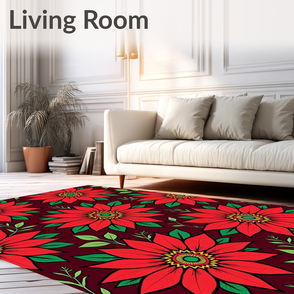 Bold Red Floral Medallion Garden Rug