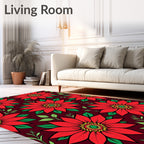 Bold Red Floral Medallion Garden Rug
