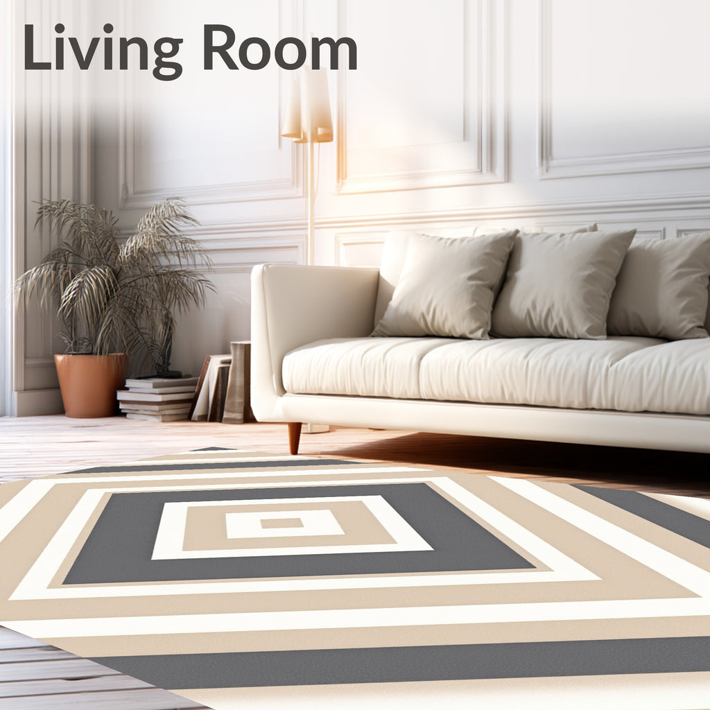 Geometric Diamond Gray Beige Rug