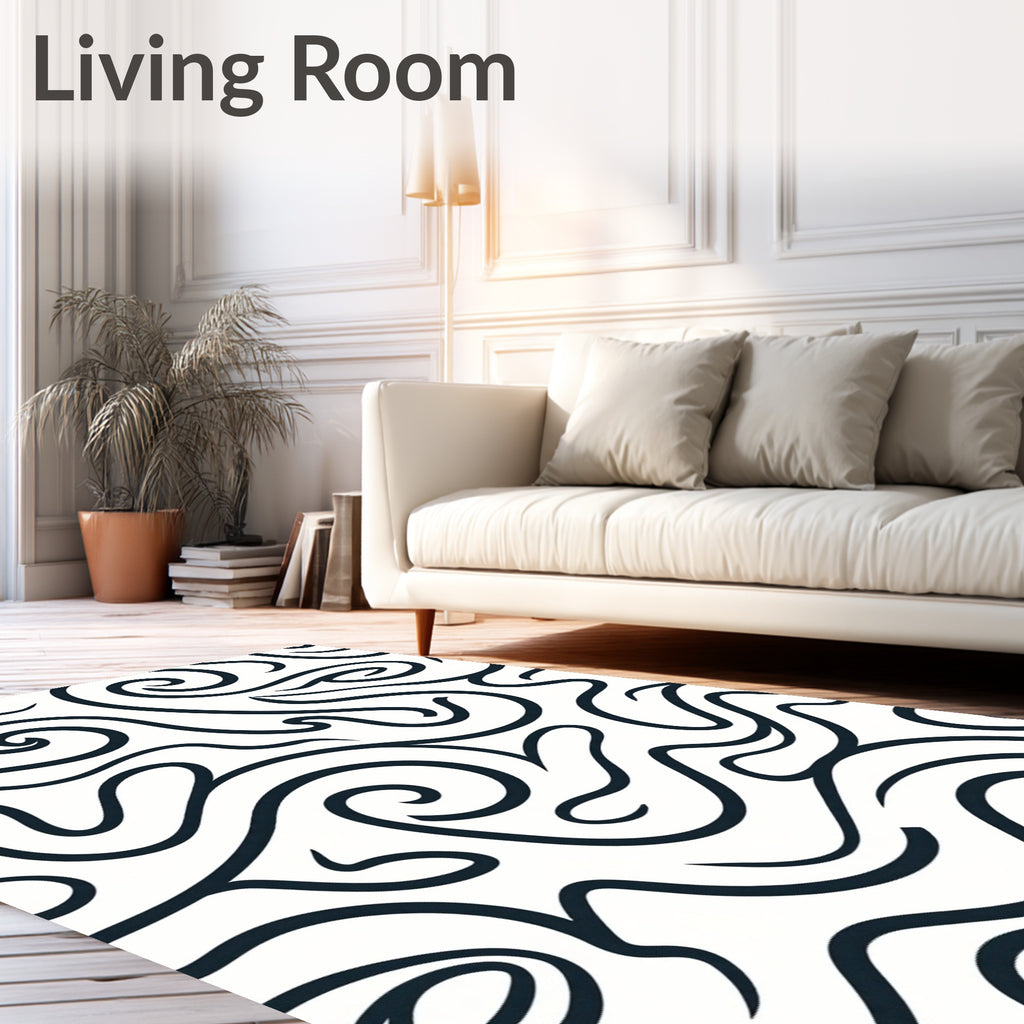Midnight Swirls Abstract Organic Rug