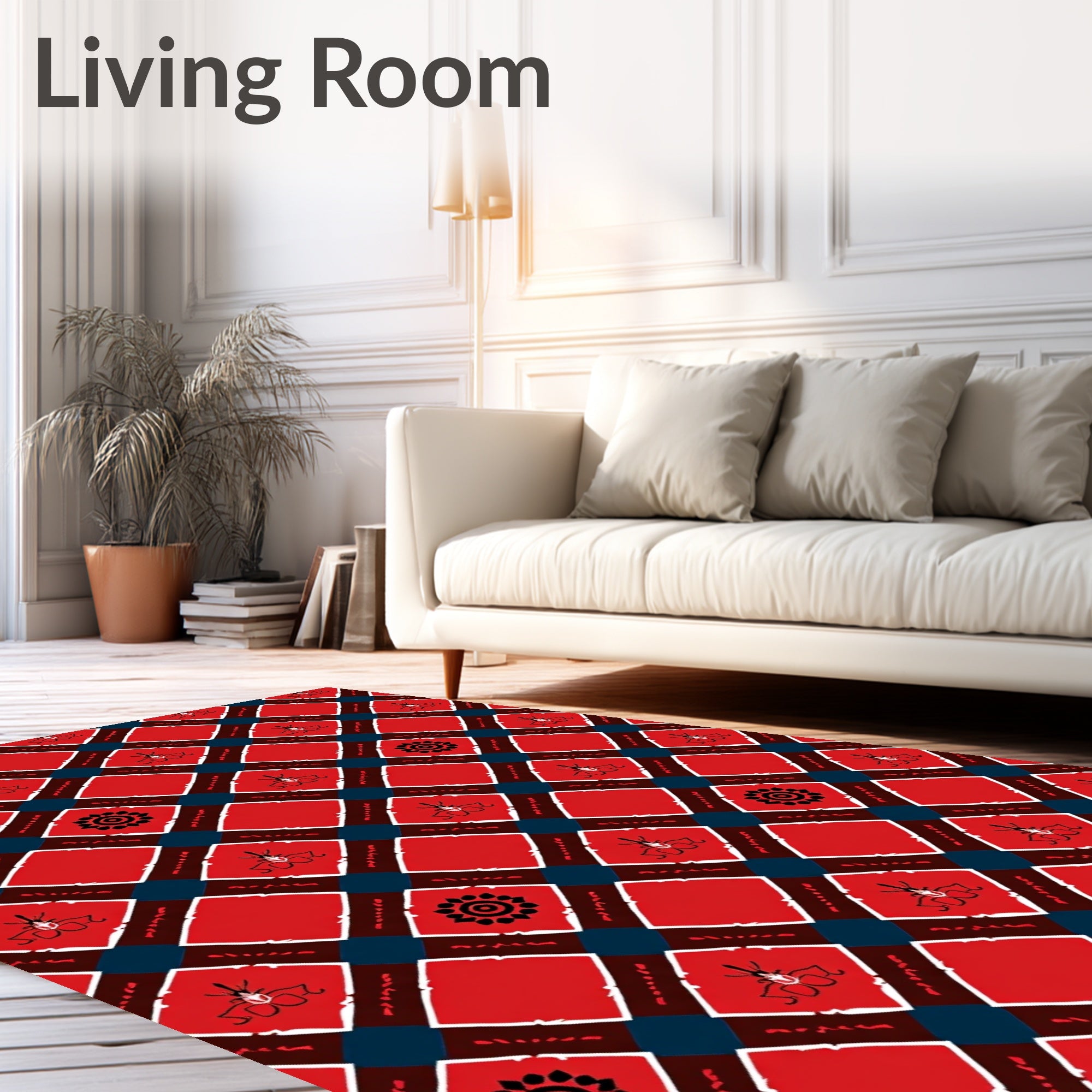 Red Diamond Tribal Insect Medallion Rug