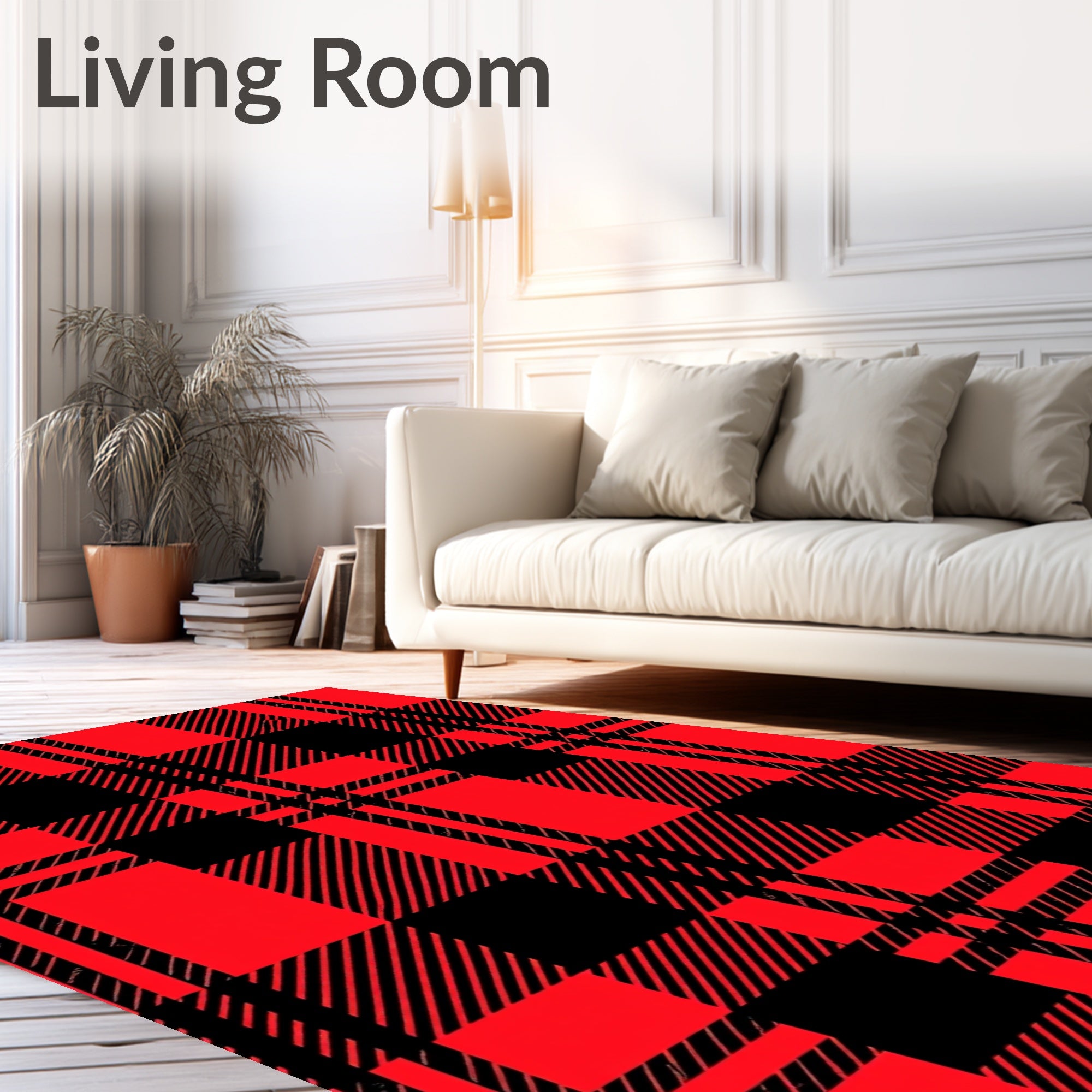 Bold Red Buffalo Plaid Squares Rug