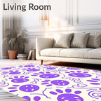 Purple Paw Swirl Cream Rug