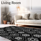 Black White Floral Hexagon Repeat Rug