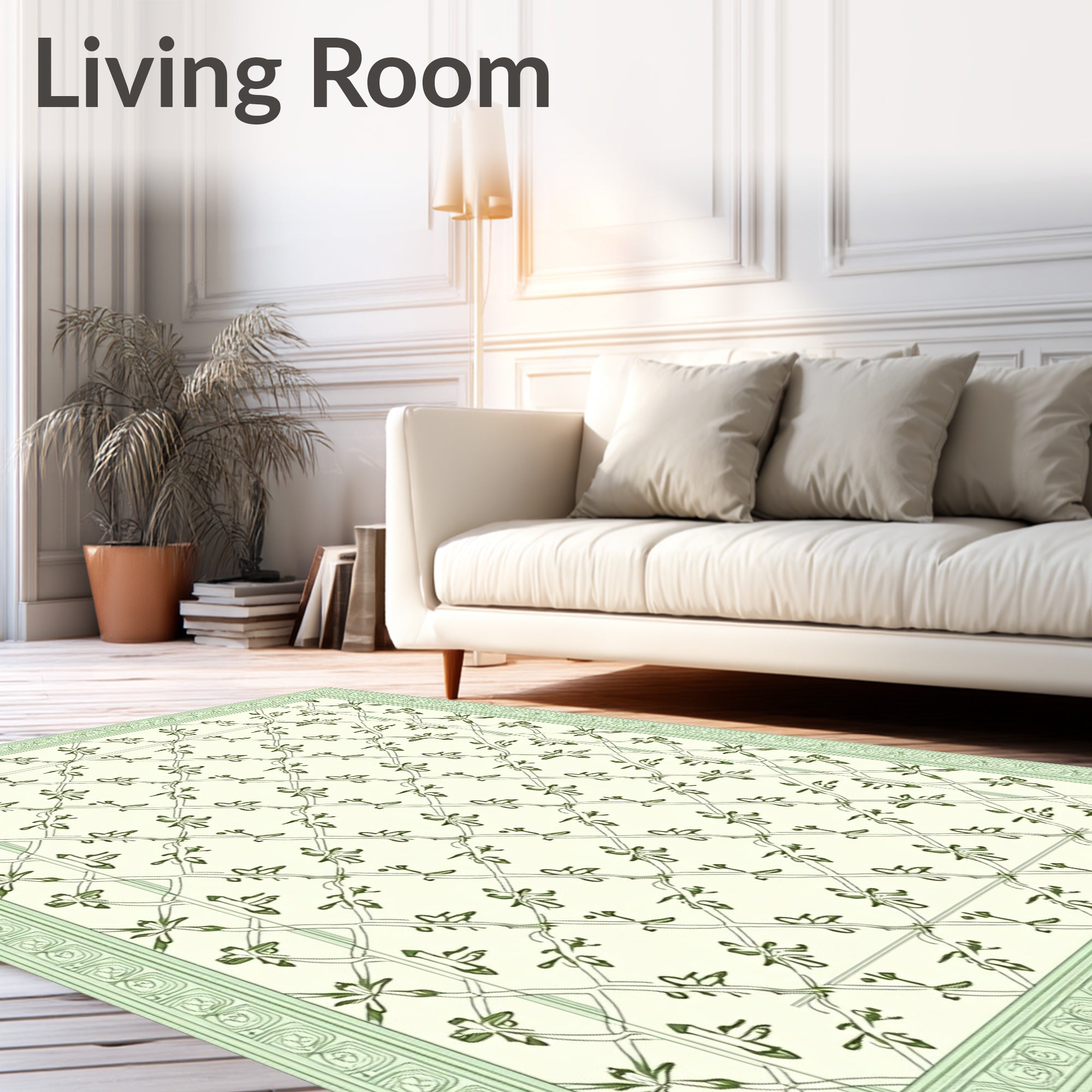 Light Green Vine Lattice Rug
