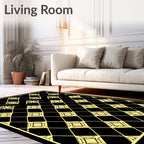 Art Deco Black Yellow Diamond Lattice Rug
