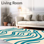 Teal Wave Abstract Background Rug