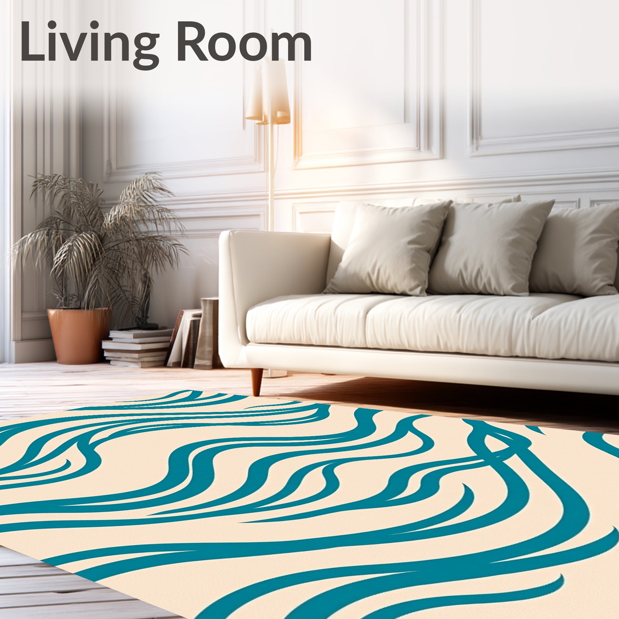 Teal Wave Abstract Background Rug