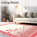 Crimson Meadow Wildflower Border Rug