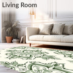 Sage Green Floral Medallion Harmony Rug