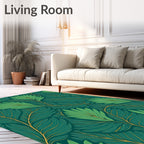 Vibrant Green Tropical Leaf Fern Rug