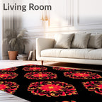 Bold Red Gold Floral Medallion Rug