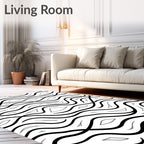 Black And White Abstract Wavy Stripes Rug
