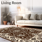 Rich Brown and Cream Floral Vine Rug