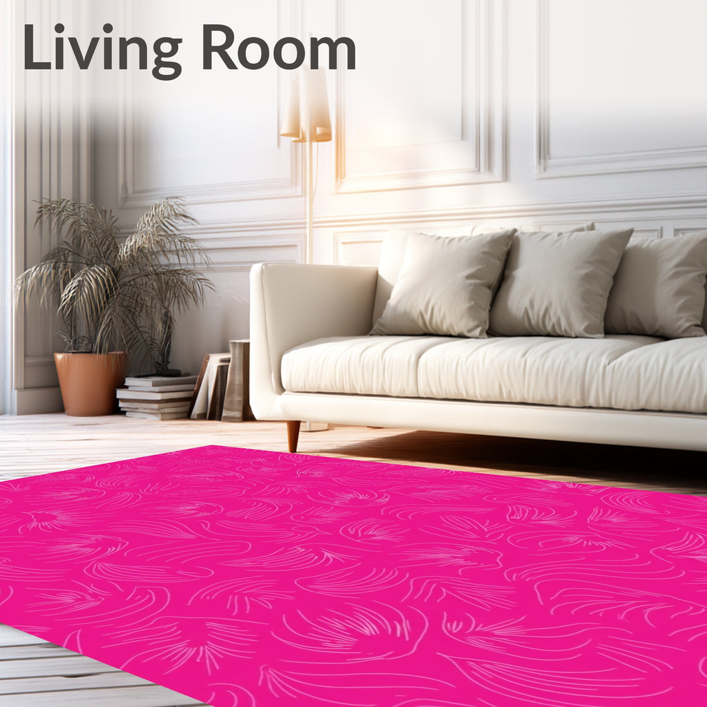 Vibrant Fuchsia Feathered Swirls Rug