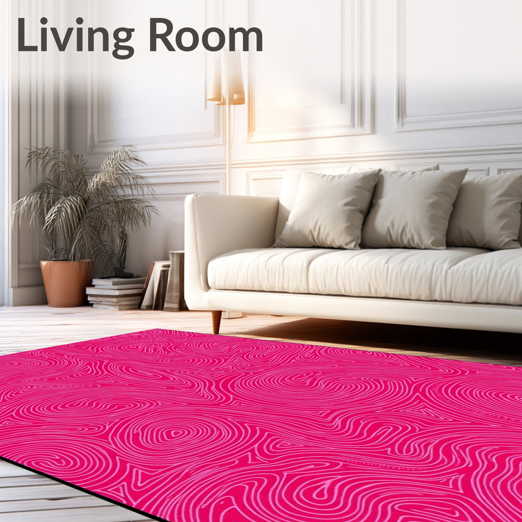 Vibrant Pink Swirl Topography Rug