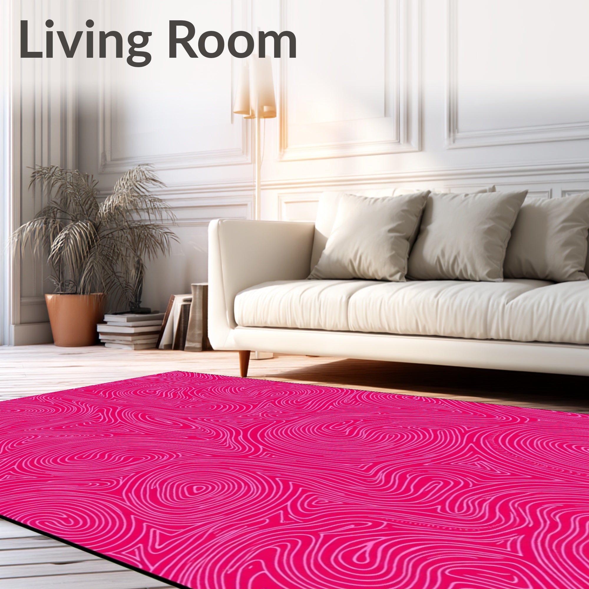 Vibrant Pink Swirl Topography Rug