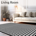 Classic Black White Houndstooth Check Rug