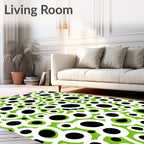 Vibrant Green Black Bubble Cluster Rug