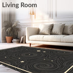 Dark Swirling Stars and Planets Rug