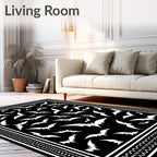 Black White Flying Bat Border Rug