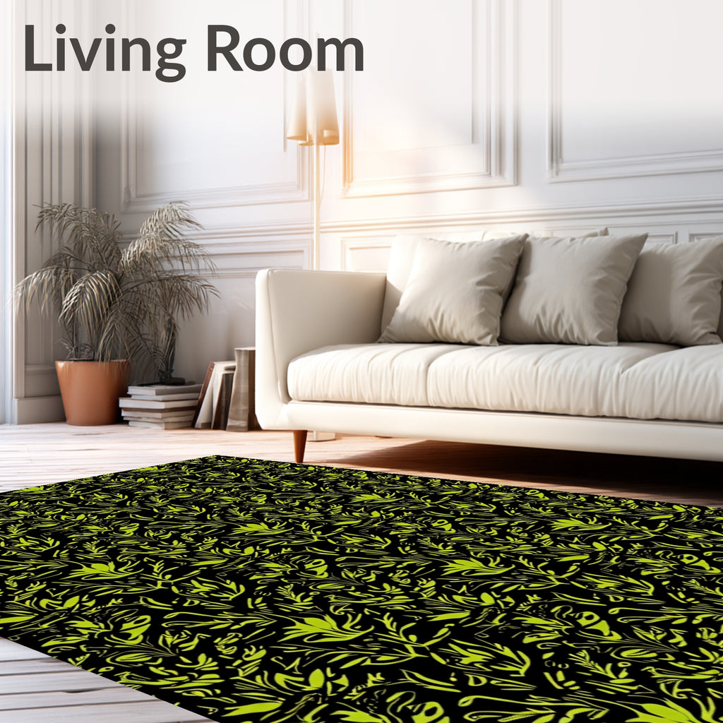 Chartreuse Organic Foliage Background Rug