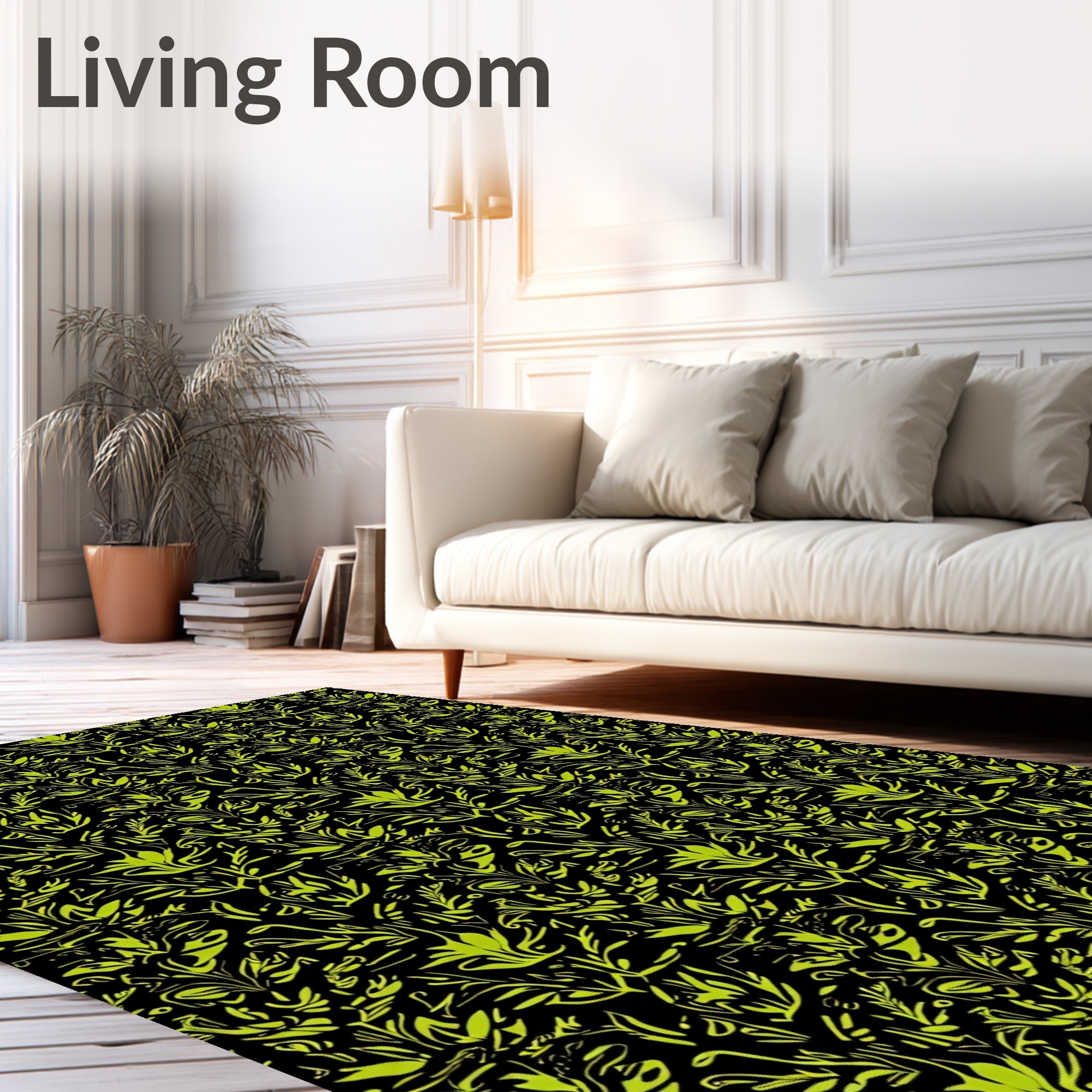 Chartreuse Organic Foliage Background Rug