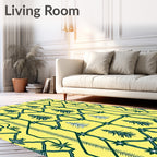 Yellow Green Forest Tree Landscape Rug