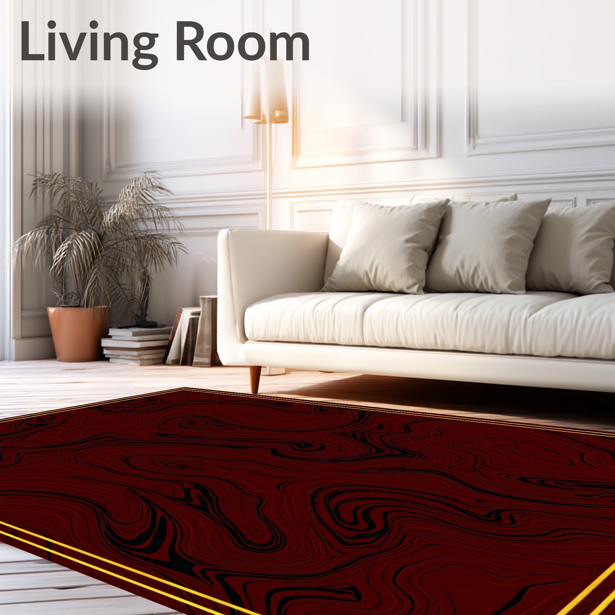 Dark Red Marbled Swirls Rug
