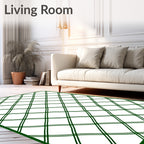 Deep Green Linked Diamond Lattice Rug