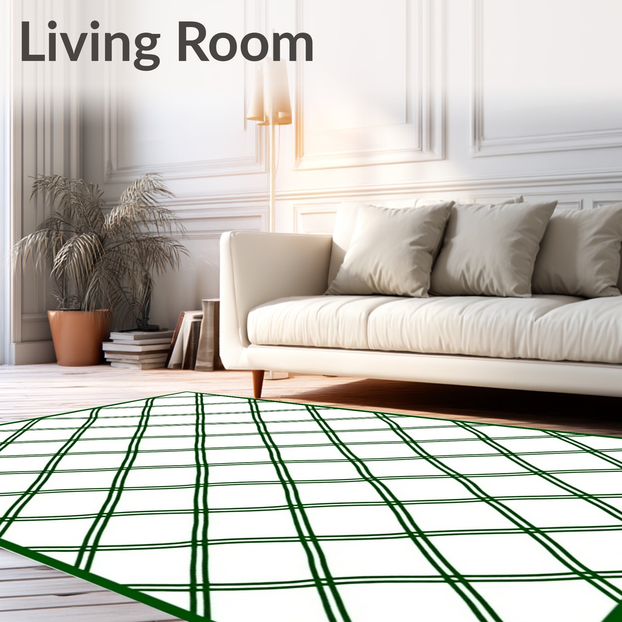 Deep Green Linked Diamond Lattice Rug
