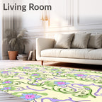 Pastel Floral Vine Swirl Rug