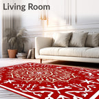 Crimson Ivory Central Medallion Floral Rug