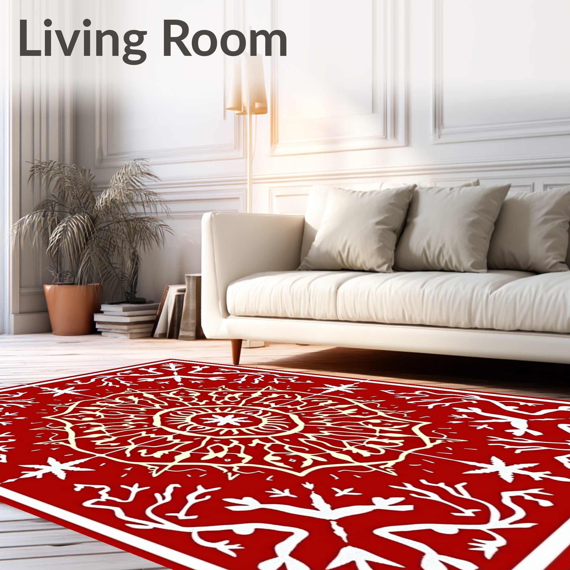 Crimson Ivory Central Medallion Floral Rug