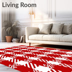 Red White Houndstooth Gingham Dash Rug
