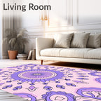 Purple Petal Mandala With Leaves Rug