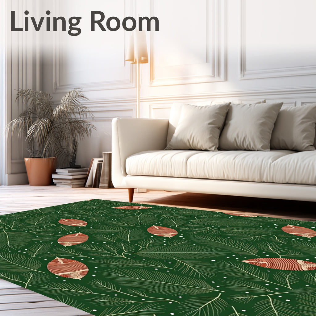 Jungle Green Leafy Botanical Background Rug
