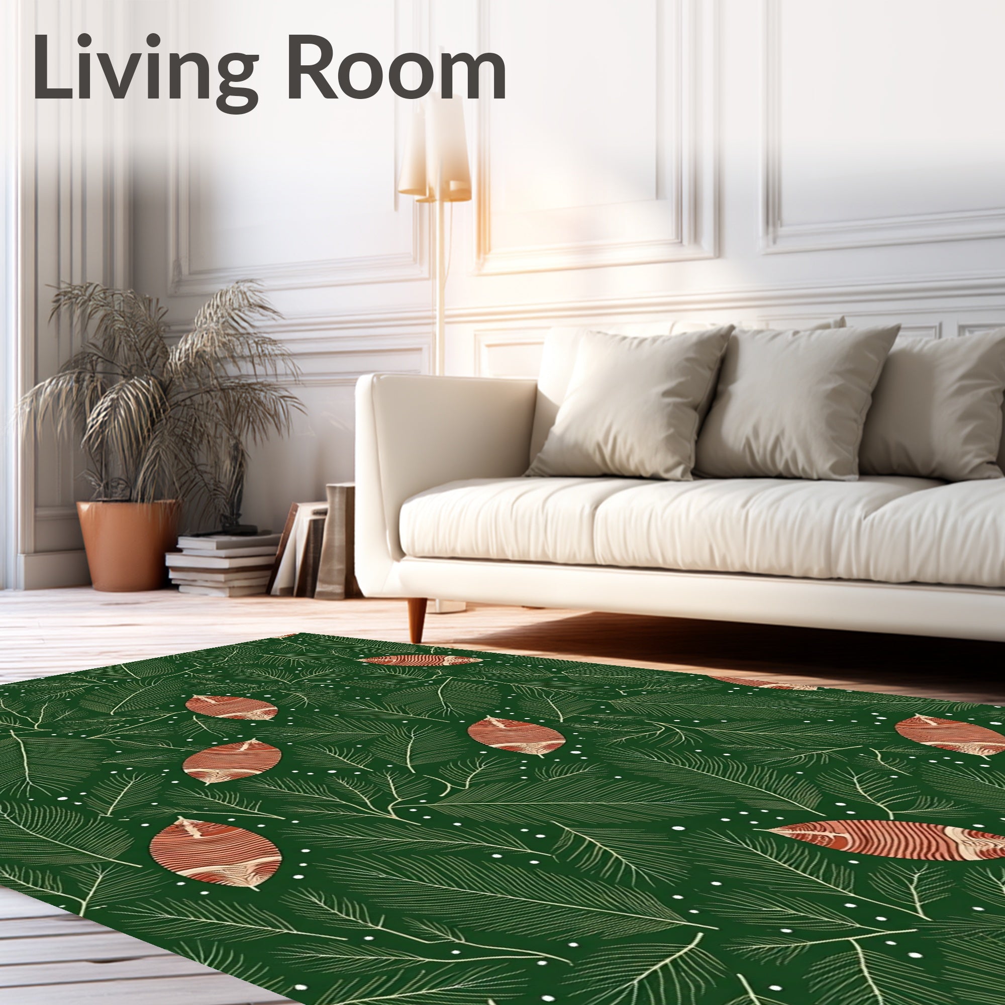 Jungle Green Leafy Botanical Background Rug