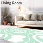 Mint Green Swirl Clover Star Rug