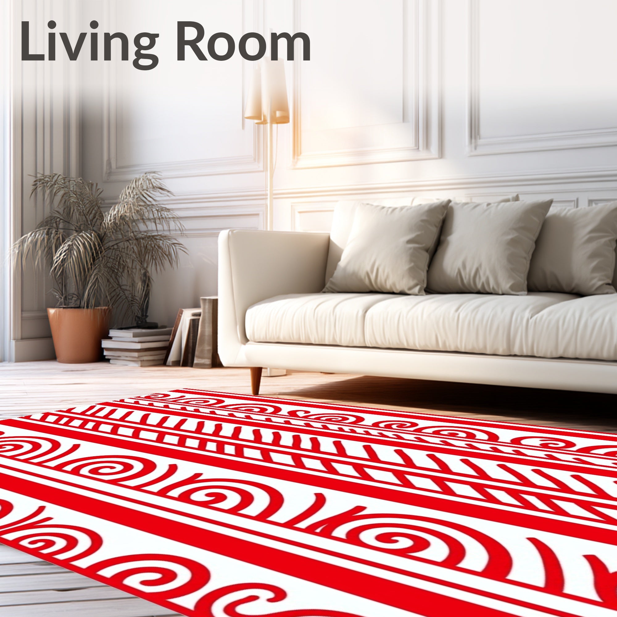 Bold Red Stripe Scroll Rug