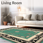 Ornate Teal Floral Scrollwork Rug