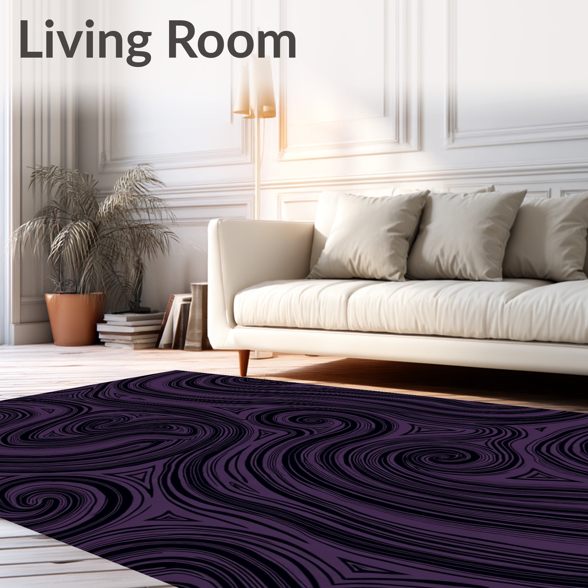 Deep Violet Swirling Triangles Rug