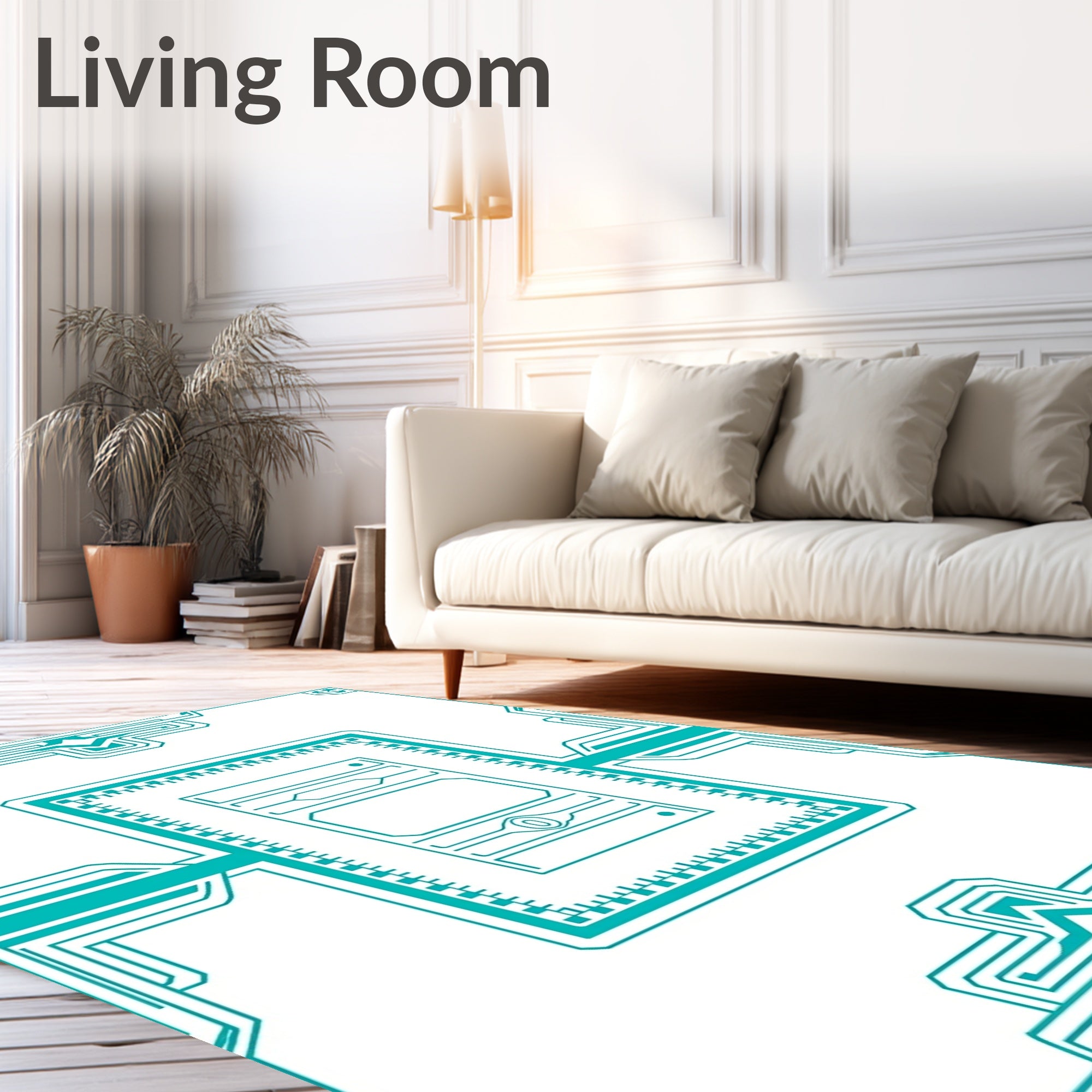 Teal Geometric Art Deco Lines Rug