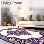 Deep Plum Ornate Floral Medallion Rug